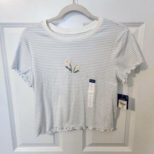 Arizona Jeans Sky Daisy Striped Crop Top